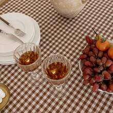 1 pieza Mantel a cuadros estilo retro francés, estilo vintage de granja con volante, lavable y reutilizable, apto para cocina doméstica, comedor, actividades al aire libre, sala de estar, comedor, fiesta, decoración diaria - Marrón - Ver 5