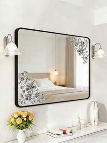 1pc Silver Floral Mirror Decorative Sticker, Self-Adhesive Removable Floral Pattern Sticker, Creative Decorative Sticker For Bathroom Mirror, Glass, Creates An Elegant And Luxurious Bathing Ambiance, Adds A High-End Atmosphere - K - View 8