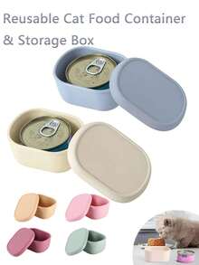 Reusable Cat Food Storage Container, Reusable Airtight Cat Food Canister, Pet Food Can, Silicone Seal Lid, Leak-Proof Design, Suitable For Wet Cat Food, Keeps Food Fresh, Locks In Freshness And Prevents Spillage - Multicolor - View 4