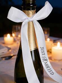 1pc/2pcs/3pcs Polyester Champagne Bottle Decorative Ribbon, White Gift Wrapping Bow, Suitable For Wedding Celebration, Birthday Party, Etc. Users Need To Tie The Bow Themselves. - Multicolor - View 5