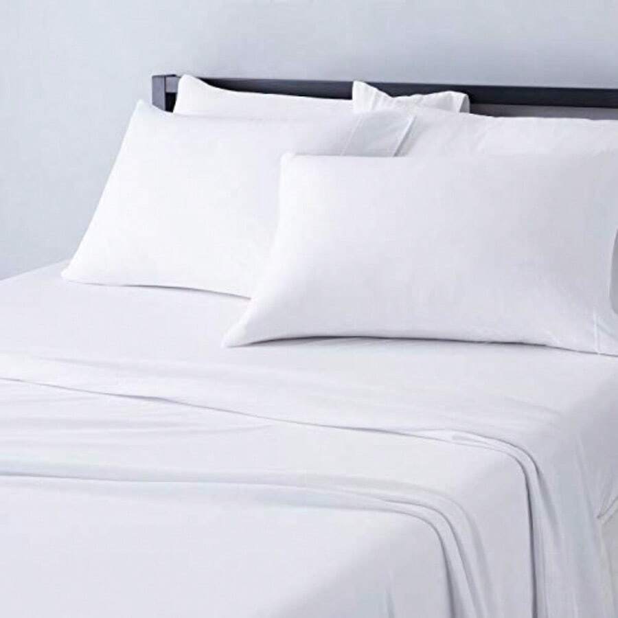 4 Pcs Bed Sheet Set 100 Cotton Jersey Includes Er Soft Flat And Fitted Sheets Pillowcase Solid - White - View 1