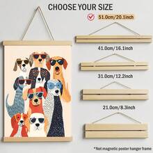 1 pieza Pintura artística de perros divertidos con gafas de sol, póster de perro colorido y lindo, impresión en lienzo retro de mascota, decoración de pared estética para sala de estar, dormitorio, habitación de niños, sin marco/con marco/rollo colgante de madera - Multicolor - Ver 11