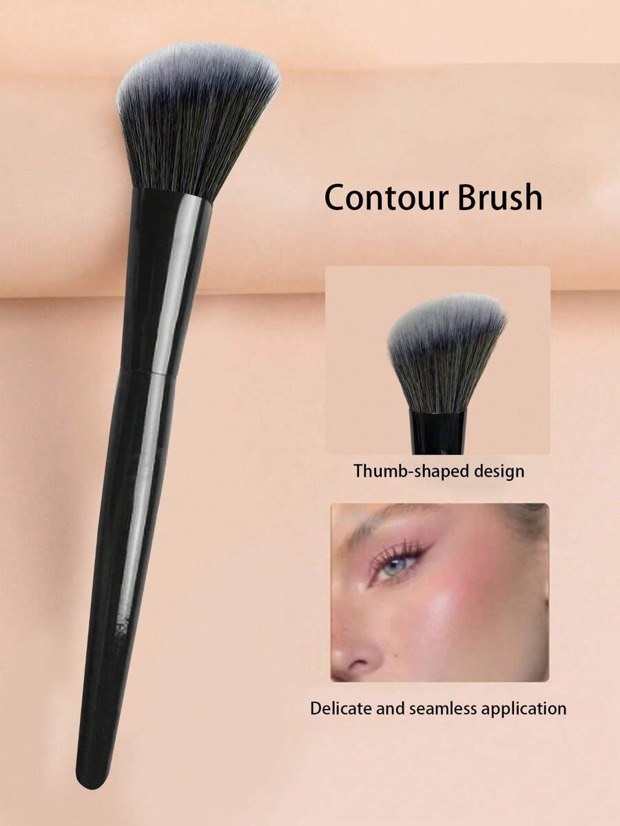 1pc Professional Angled Blush Brush, Suitable For Liquid, Cream And Powder Blush, Soft Dense Nylon Bristles, Wooden Handle, Fragrance-Free, Long Lasting Makeup Tool, 93# Brush Head, Essential Gift For Holidays