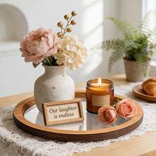 Wooden Candle Holder Tray Decorative Round Candle Holder Plate For Table Centerpiece Decor - 1Pc Yellow - View 4