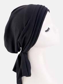 1 pieza Nuevo sombrero de mujer con pañuelo plisado, diadema con cinta, gorra protectora para el cabello trenzado, adecuado para uso diario, verano, playa, vacaciones, viajes - multicolor - Ver 15