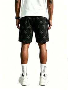 Shorts polyvalents pour hommes avec imprimé étoile pour l'extérieur, shorts bermuda confortables et respirants pour le sport - Noir - Voir 5