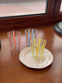 1个ins风小清新蓝条纹玻璃家用耐热透明水杯小众复古咖啡杯牛奶杯 - 彩色 - 查看 7