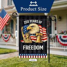 250 Years America Garden Flag 1776–2026, 250th Anniversary Patriotic Singel-Sided/Double-Sided Outdoor Yard Decor, Semiquincentennial 12*18 Inch (Black) - 樣式1 - 查看 3