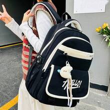 Large Capacity Multi-Layer Backpack, Lightweight Travel Bag For Middle/High School & College Students, Backpack With Cute Moon Pendant, Multi-Pocket Multi-Function Backpack - Multicolor - View 4