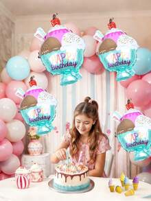 2/4 Stück riesige Eiscreme Ballons, Polyesterfilm Ballons für Eiscreme Party Dekoration | Glückwünsche zum Geburtstag Dekoration | Ballons für Geburtstags Party Dekoration - Verschiedenfarbig - Übersicht 3