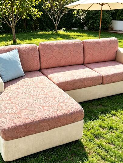 1pc Solid Color Jacquard Sofa Seat Cushion Cover, High Elasticity Jacquard Dust-Proof Dirt-Resistant Anti-Slip Removable & Washable For Bedroom, Study, Sofa