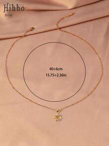 Hihho 1pc Fully Paved Zirconia Clavicle Chain, Dandelion Shaped Pendant Decorated With Multiple Small Zirconia Stones, Visually Enlarged Sparkling Effect, Lively And Exquisite, Suitable For Daily, Date, Holiday Outfits, Pair Well With Shirts, Dresses - Dandelion - View 7