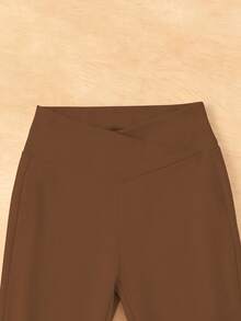 Quần ống loe đan chéo cạp cao cho bé gái, Quần legging tập yoga mùa thu mới cho trẻ em, Quần dài ống loe, Quần thể thao ngoài trời - Cà phê nâu - Xem 6