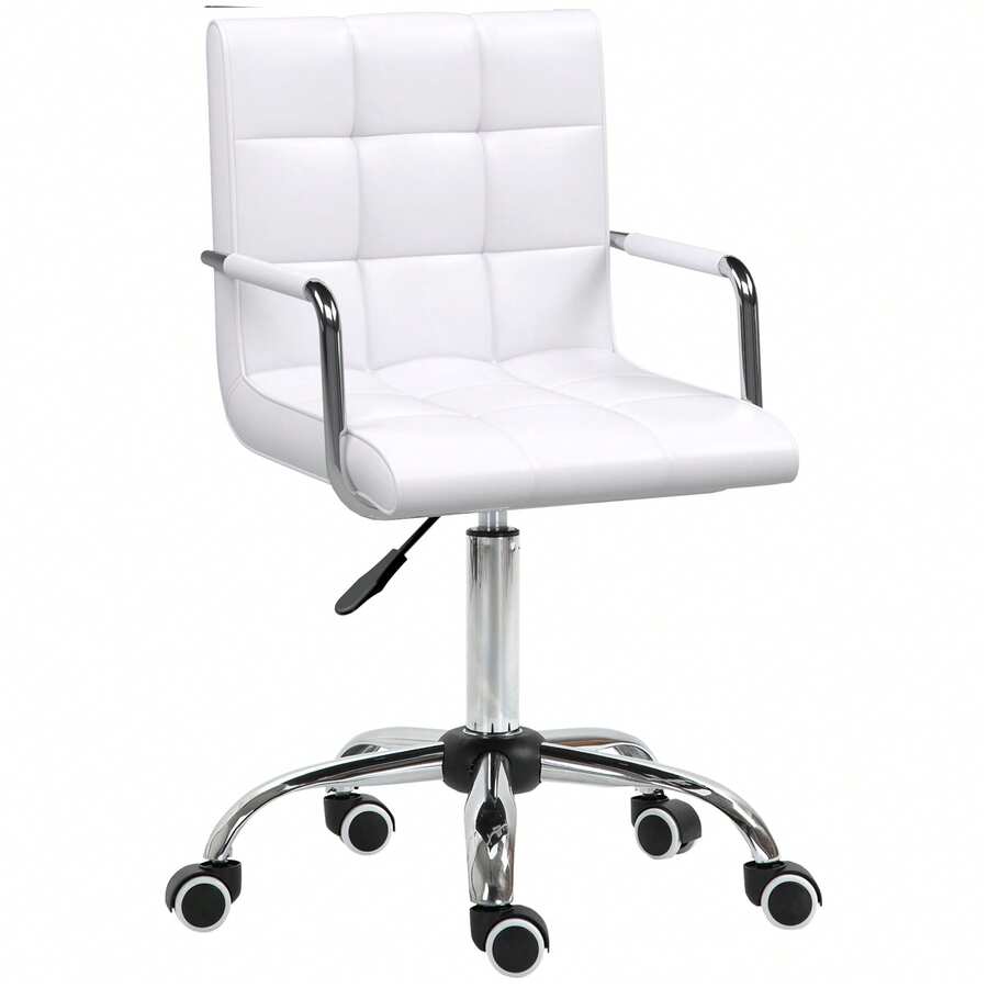 Sorruder Bürostuhl im Retrodesign, höhenverstellbar, 5 Rollen, 52,5 cm x 54 cm x 99 cm, Weiß - Verschiedenfarbig - Übersicht 1