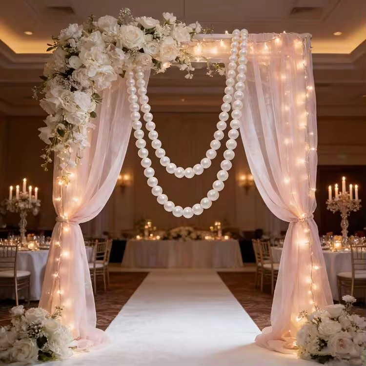 22/14/12pcs Elegant Faux Pearl Decor Hanging Set, Wedding Party Pearl Garland, Wedding Reception Area Decor, Engagement Party Decor, Anniversary Surprise Decoration, Wedding Dessert Table Decor, Outdoor Lawn Party Decor, Romantic Home Decor - View 9
