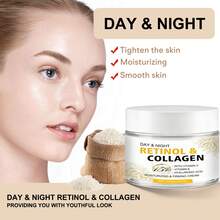 视黄醇胶原蛋白紧致保湿霜，减少皱纹，提拉紧致肌肤，抗衰老，深层补水，日夜双效，令肌肤光滑透亮，适合所有肤质，100毫升 - 米 - 查看 2