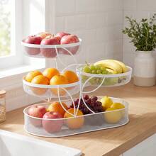 Senmeo 1PC 3-Tier Black Heart-Shaped Fruit Basket Bowl, Countertop Storage & Display Rack For Fruits/Vegetables/Snacks, Picnic/Wedding/Party Holiday Gift - 樹葉狀 - 查看 3