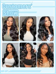 Tóc giả dài gợn sóng không cần keo dán, mật độ 200%, kiểu V-part, làm từ tóc thật, dễ đội và tiện lợi cho người mới bắt đầu, không có ren, chất lượng cao. - Natural Black - Xem 5
