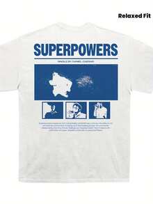 Men's Daniel Caesar Superpowers Graphic T-Shirt- With Music Album Art Print,Relaxed Fit Crewneck Short Sleeve, Casual Tee For Casual Attire& Music Fans, All-Season Comfort, Merchandise, Streetwear Fashion, Weekend Outfit - 白色 - 查看 1
