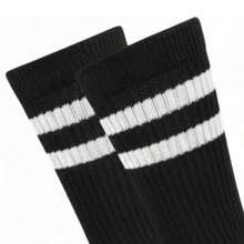 KIT 6 PARES DE MEIAS EM ALGODÃO MASCULINA CANO ALTO NOVA ERA COD: 3110. - Preto - Visão 2