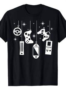 Camiseta de Pijama de Videojuegos Navideña  Gamers -  Polyester 180gElección perfecta de regalo de cumpleaños o festividad para amigos, familiares, novio o novia - Negro - Ver 6