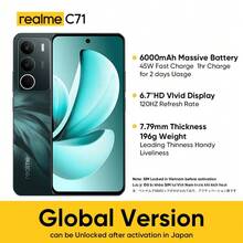 Realme Smartphone desbloqueado C71 6GB+128GB/8GB+256GB, versión global 4G LTE, Android 15, cámara AI de 50MP, pantalla de 120Hz, ligero y portátil, batería de 6000mAh, carga rápida de 45W, procesador Octa-Core, adaptador no incluido - Streaming Green - Ver 2