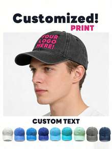 1/2 piezas Gorra de béisbol personalizable multicolor con letras, transferencia de calor de foto/logo personalizada, protección solar, gorra de béisbol ajustable - Multicolor - Ver 5