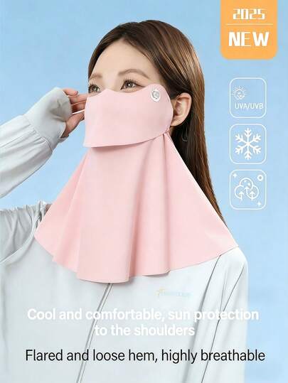 1个防水面罩，带颈套，3D人体工学设计，户外防晒防紫外线，适用于骑行、驾车、徒步旅行等夏季降温，保护面部和颈部。