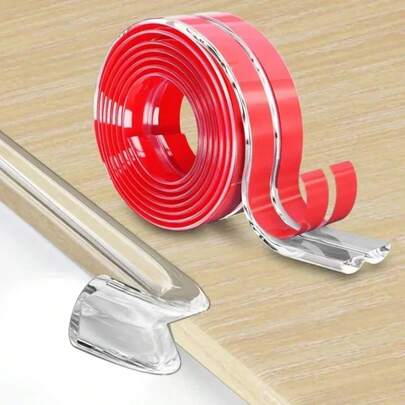 1 Roll 2M Transparent PVC Corner Guard, Transparent Edge Protector, Self-Adhesive Soft Bumper Strip Suitable For Tables, Cabinets, Furniture
