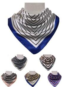 1条新款条纹时尚小方巾，涤纶面料 - 彩色 - 查看 1