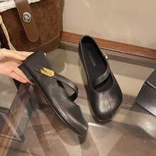 Retro Mary Jane Shoes, Slip-On Casual Loafers, French Style Versatile Commuting & Evening Dress Shoes - Black - View 2