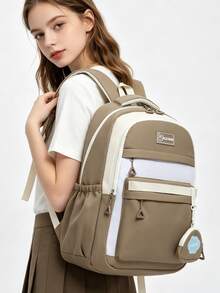 1pc Fashion Nylon Student Backpack, Suitable For Teenage Girls, Multi-Compartment Design, Comes With Detachable Coin Purse, Lightweight Ergonomic Design, Suitable For Commuting And Travel - Multicolor - View 2