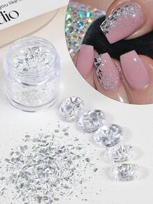 1/2 Bottle Spotlight Sequin Nail Glitter 3D Holographic Irregular Iridescent Silver Gradient Sparkly Flake Slices DIY Shiny Manicure Decoration Nail Accessories Nail Supplies For Women And Girls Nail Design - Multicolor - View 11