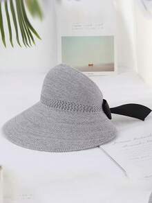 1/2 chiếc mũ chống nắng vành rộng có thể gập lại dành cho nữ, chống tia UV UPF50+, kiểu dáng Bohemian với nơ trang trí, mũ du lịch mùa hè. - Nhiều màu - Xem 8