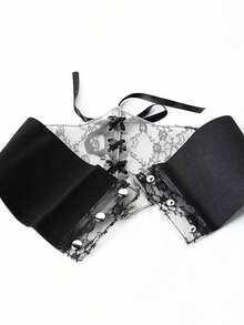 1pc Women's Renaissance Accessory Black Fashionable Transparent Lace Waist Belt, Suitable For Halloween Party Or Daily Wear - Black - View 4