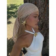 1pc Women's Elegant Solid Color Square Lace Trim Headscarf, Can Be Used As Headscarf, Shawl, Headband And Hair Accessory, Suitable For Use In Mosques, Lightweight For Summer, A Fashionable Accessory For Casual Outfits - 彩色 - 查看 9