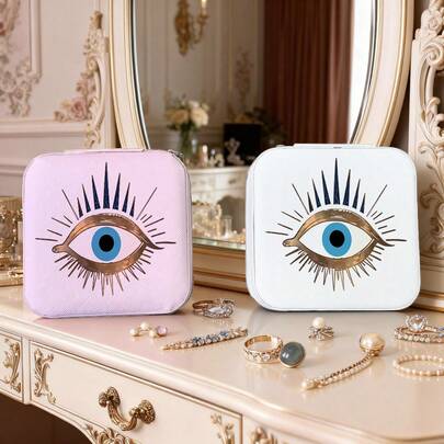 1pc Eye Design Jewelry Storage Box, Suitable For Vanity, Bedroom, Travel, And Gift-Giving, Elegant And Compact, Ideal For Parties Or Holidays.