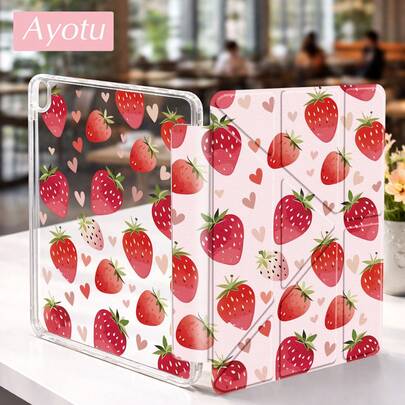 Ayotu 草莓爱心图案保护套，Y型支架翻盖，可爱Y2K风格，个性化礼物，情人节礼物，春季礼物，周年纪念礼物，生日礼物