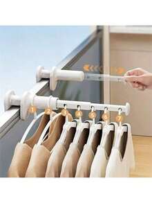 2pcs Thickened Foldable Clothes Hanger, Portable Retractable Drying Rack For Travel, Hotel, Outdoor, Multi-Functional Set, Easy Installation, Convenient Carry - Wall-mounted - View 3