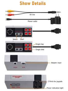 ONEEKA Classic Retro Game Console With 2 Classic Controllers, AV Output, 620 Built-In Games - Czarne i Białe - Zobacz 4