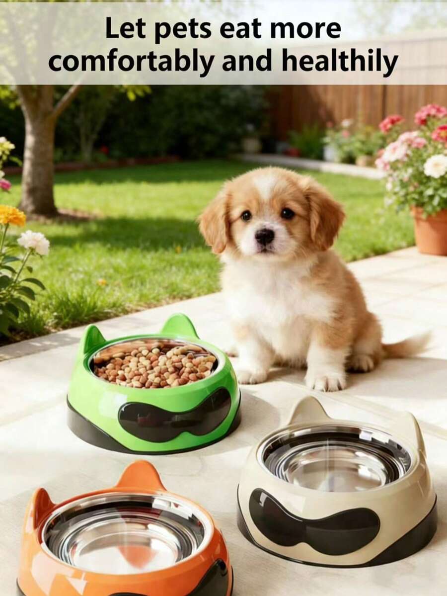 1 bát ăn cho thú cưng bằng thép không gỉ, bát đựng thức ăn và nước cho chó, bát ăn chống tràn dung tích lớn, bát đựng thức ăn cho mèo có thể tháo rời, màu cam, bát ăn cơ bản bền chắc và dày dặn cho thú cưng, bát ăn chậm. - 400ml - Xem 1