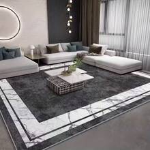 Alfombras de área lavables para interiores, disponibles en múltiples tamaños, alfombra rectangular de terciopelo grande para sala de estar, alfombra suave resistente a las manchas y al agua, fácil de limpiar, con borde de mármol moderno en negro y blanco para dormitorio, cocina, patio, terraza, remolque, pasillo, jardín, decoración del hogar - A - Ver 3