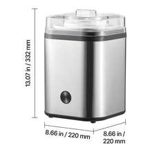 Heladera, 2 L, máquina para hacer helados eléctrica, automática, de gran capacidad, fácil de usar y limpiar, con carcasa de acero inoxidable, para yogur helado casero, sorbete de frutas, plata - Plateado - Ver 9