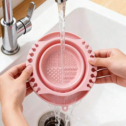 1 giá đỡ và làm khô cọ trang điểm bằng silicon có thể gập lại, đế có vân, thảm rửa di động phù hợp cho cọ trang điểm và cọ vẽ, món quà lý tưởng cho chuyên gia trang điểm và nghệ sĩ, tuyệt vời cho du lịch và sử dụng trong studio.