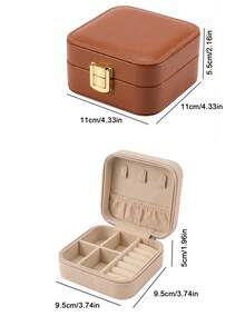 Portable Travel Jewelry Box, PU Leather Mini Jewelry Box With Mirror And Lock, Jewelry Storage Organizer For Earrings, Rings, Necklaces, Gift For Women - Multicolor - View 8