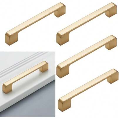 5 set minimalistiska mattguldfärgade skåphandtag, köksskåpshandtag i ren aluminiumlegering, med skruvar