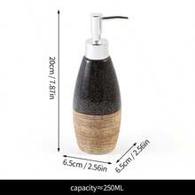 Refillable Bathroom Organizer & Storage Items: Cosmetic Pump Dispenser, Ceramic Soap Dispenser, Non-Slip Handwash Bottle, Soap Dispenser Pump Bottle, Lotion Pump Bottle, Glossy Smooth Colorblock Non-Slip Vanity Handwash Liquid Refill Bottle, Bathroom Shower Gel & Lotion Refill Containers - Black Brown - View 10