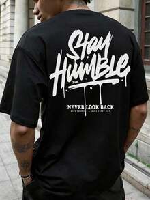Men's Short Sleeve Crew Neck T-Shirt With English Slogan Graphic Print, Minimalist And  Summer Style By FRACTYR | Basic, Casual Street Style, Gift For Boyfriend/Husband - 紅色 - 查看 2