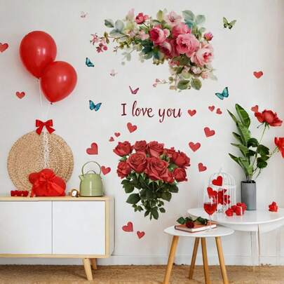 1 miếng dán tường chủ đề hoa hồng, hoa hồng màu nước hồng, hoa hồng màu đỏ tía cổ điển, hoa hồng đỏ lãng mạn, tươi mát và dịu nhẹ. Decal dán tường hoa, nhãn dán tường tự dính chống thấm nước, biến đổi không gian tường, trang trí ngày Valentine, trang trí phòng cưới, trang trí phòng tắm, nhãn dán tường hoa, trang trí lãng mạn, trang trí tạo không khí. Thích hợp cho phòng ngủ/phòng khách/phòng tắm/phòng cưới/lối vào/trang trí gương.
