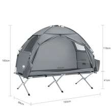 SoBuy Camping Tent, Single Tent, Light Grey, Approx. 193x160x86cm (WxHxD) With Lamp Hook And Shoe Storage Pockets, 2-In-1 Tent For 1 Person, Practical OGS32-II-HG - Grey - View 4